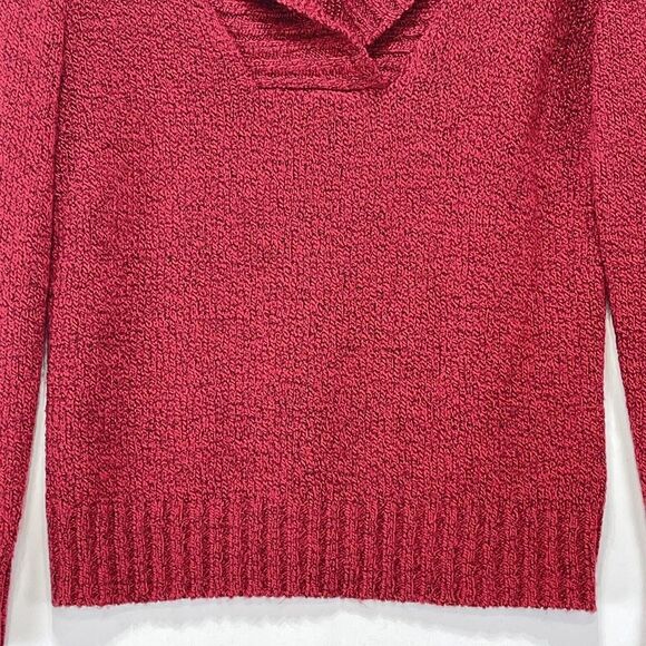 St Johns Bay Women Sz MP Red Sweater Shawl V Neck Long Sleeve Business Casual - Picture 9 of 15